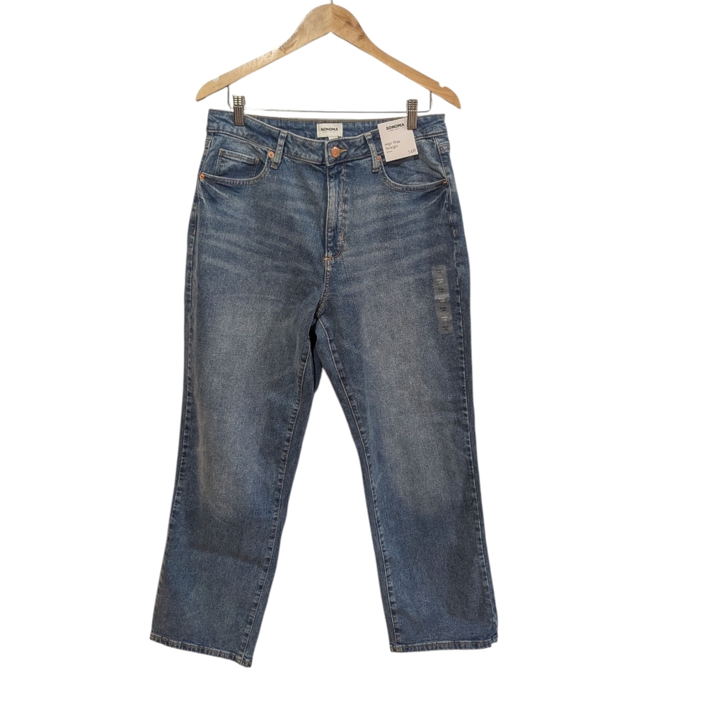 Sonoma High Rise Straight Stretch Blue Jeans Size 14